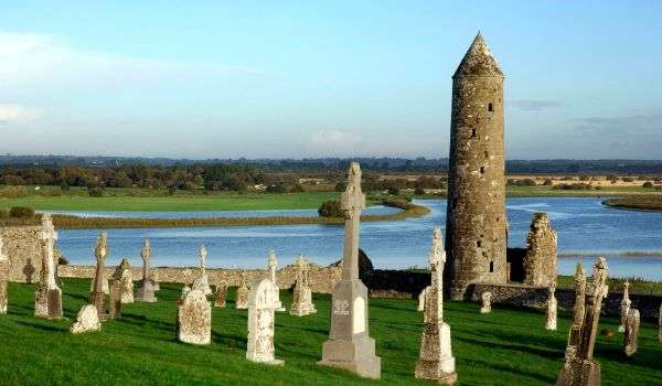 Ruins of Clonmacnoise, sixth-century university and early Christian Settlment